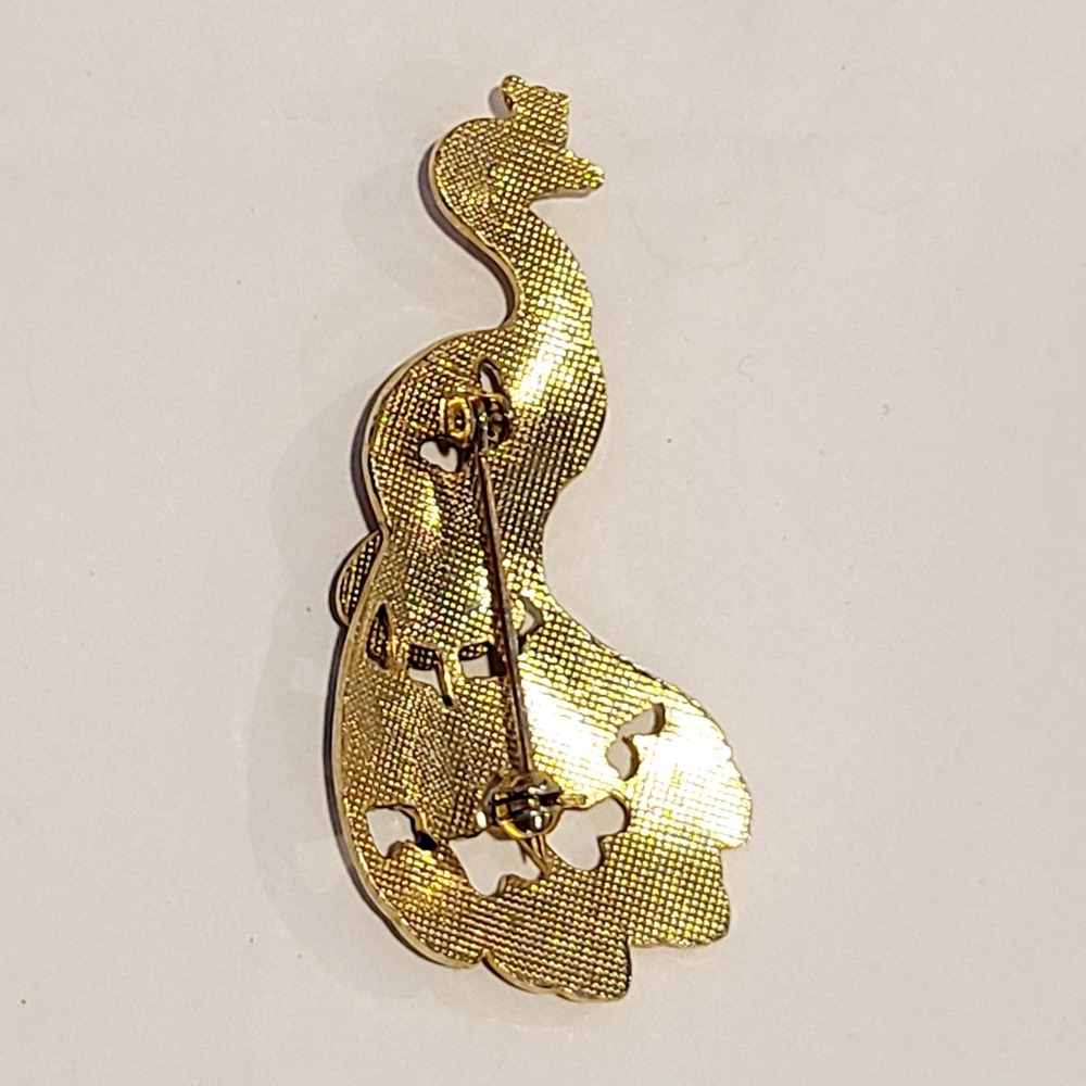 Vintage Colorful Peacock Bird Cloisonne Enamel Brooch Pin 2.5" - Picture 2 of 2